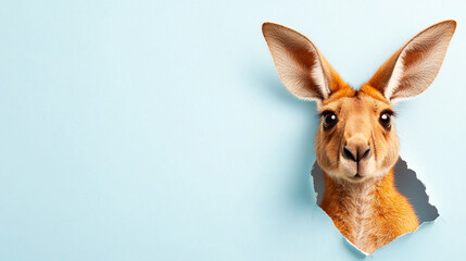 real-big-kangaroo-looking-up-paper-side-torn-hol