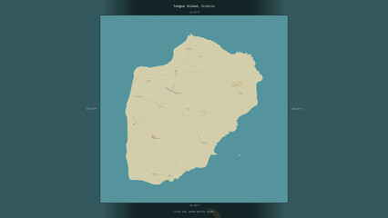 Tongoa Island, Vanuatu, highlighted and labelled. Topo Humanitarian © zelwanka