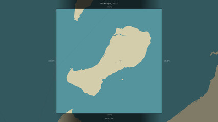 Pulau Ujir, Indonesia, highlighted and labelled. Topo Humanitarian © zelwanka