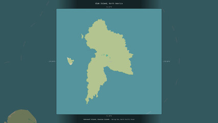 Ulak Island, United States, highlighted and labelled. Topo Humanitarian © zelwanka