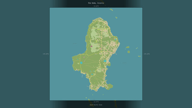 Ile Uvea, France, highlighted and labelled. Topo Humanitarian