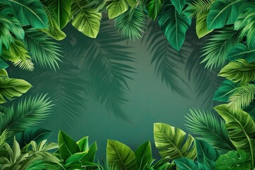 Bright Jungle Greenery Overlay on Stylish Three-Dimensional Backgrounds