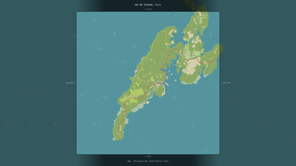 Wa'ab Island, Federated States of Micronesia, highlighted and labelled. Topo Humanitarian © zelwanka