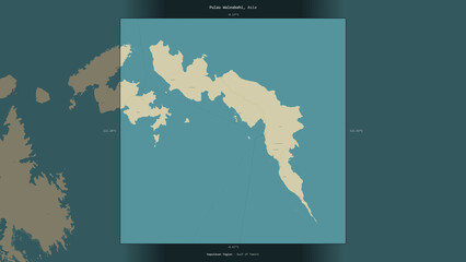 Pulau Waleabahi, Indonesia, highlighted and labelled. Topo Humanitarian © zelwanka