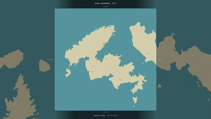 Pulau Waleakodi, Indonesia, highlighted and labelled. Topo Humanitarian © zelwanka