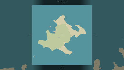 Pulau Wotap, Indonesia, highlighted and labelled. Topo Humanitarian © zelwanka