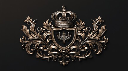 Gold royal heraldic emblem with a crown and shield.
