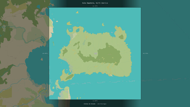 Isla Zapatera, Nicaragua, highlighted and labelled. Topo Humanitarian
