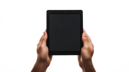 Modern Technology in Hands: Black Tablet Computer with Cinematic Lighting