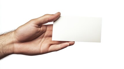 Fototapeta premium Cinematic Blank Card Held by Male Hand in 8k UHD