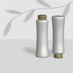 Bottles for cosmetics, shampoos, conditioners, hair masks. 3D visualization. Can be used to create presentations, packaging and product visualizations, as well as various packaging layouts.