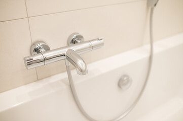 Close up picture of new bathroom fitment in a clean bathroom