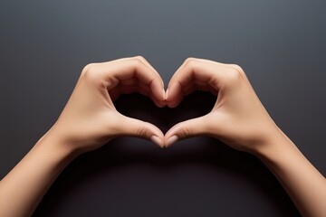 Obraz premium Hands Creating a Heart Symbol Representing Love Connection and Emotional Bonds