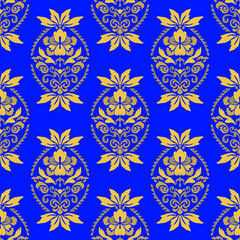 Ethnic abstract ikat art. Aztec ornament print. geometric damask pattern seamless color oriental. Design for background, curtain, carpet, wallpaper, clothing, wrapping, Batik