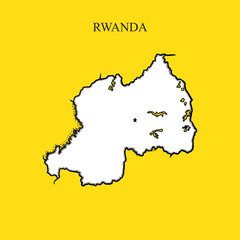 Vintage Map of Rwanda. Hand drawn. vector