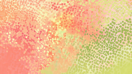 Pointillist grid: coral pink and lime green harmony, generative ai. Pointillist Art. Illustration
