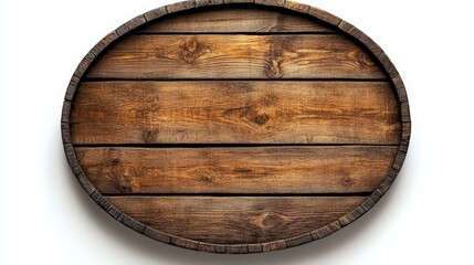Rustic Wooden Barrel Top: A weathered wooden barrel top, circular in shape with a rustic, natural texture, perfect for adding a touch of vintage charm to your design projects.
