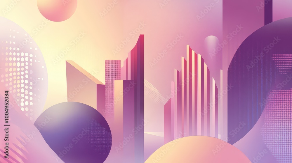 Poster futuristic technology abstract background with geometric patterns and gradients on soft violet | hig