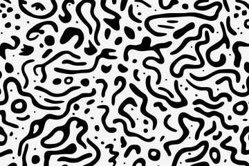 Obraz premium Vibrant Black and White Scribble Seamless Pattern Fun 80s and 90s Minimalist Art for Trendy Backgrounds