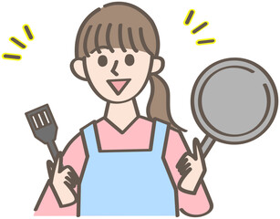 料理中の女性