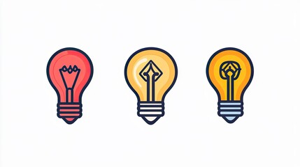 Three lightbulbs in different colors.