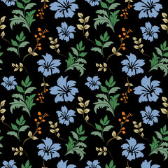 Ikat floral embroidery seamless pattern on background. Ikat ethnic oriental pattern traditional. Aztec style abstract vector illustration. design for ikat fashion texture,fabric,clothing,wrap