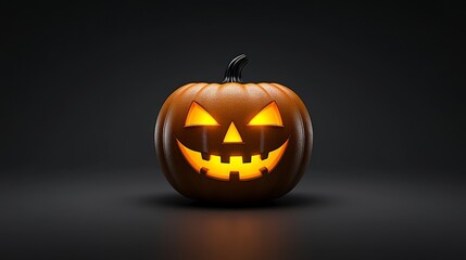 Spooky Pumpkin Glow: A single jack-o'-lantern with a carved, grinning face illuminates the darkness with a warm, ethereal glow, creating a captivating and slightly eerie atmosphere.  