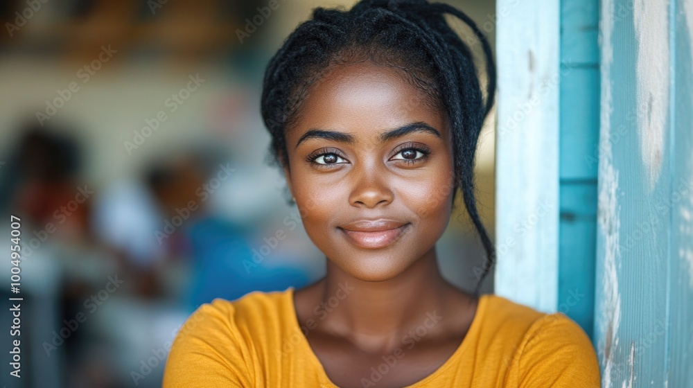 Sticker Positive Portraiture: Joyful Woman