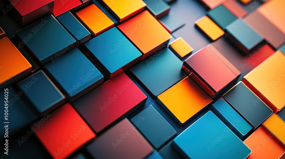 Poster dynamic geometric shapes: vibrant 3d abstract background with light and shadows for design and brand