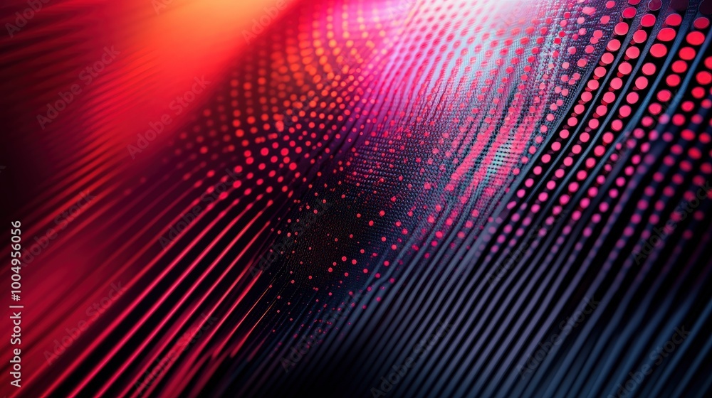 Poster modern red and black abstract light pattern with metal texture on soft grey background
