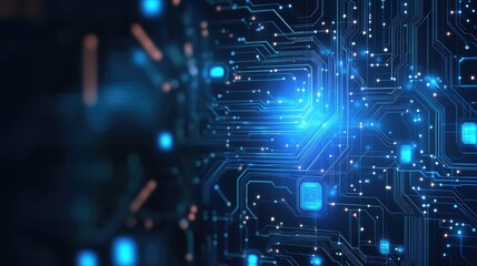 Fototapeta premium Abstract blue circuit board. Use for websites about technology, AI, and the future.