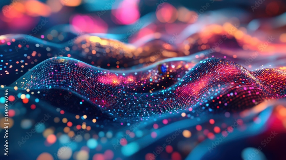 Aufkleber cybernetic dreamscape: futuristic ai-generated digital world with intricate geometric patterns and g