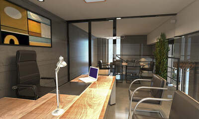3d render of modern working office
