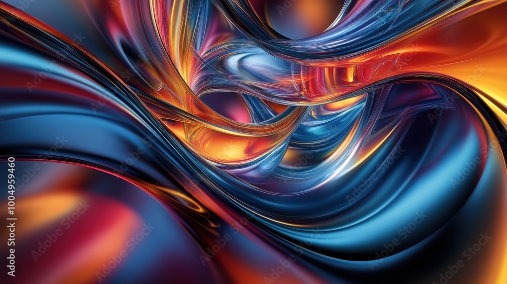 Aufkleber dynamic digital abstract 3d background with swirling patterns and vibrant colors - innovation and co