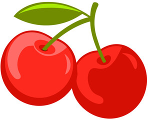 Pair of wild cherries in modern style, healthy and organic berries in trendy style stock illustration