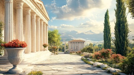 Classical architecture in ancient Greek structures preserved design elements picture