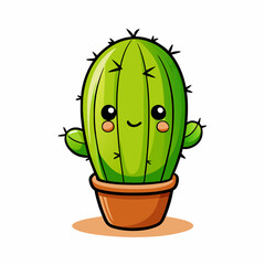 Cute cartoon cactus stock illustration