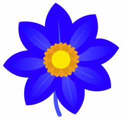 Blue yellow flower icon. Daisy chamomile sunflower. Growing concept. Cute round flowers head plant collection. Simple flat design. Childish style. Love card sign symbol. Isolated. White background.