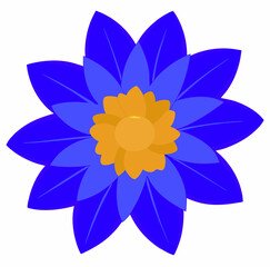 Blue yellow flower icon. Daisy chamomile sunflower. Growing concept. Cute round flowers head plant collection. Simple flat design. Childish style. Love card sign symbol. Isolated. White background.