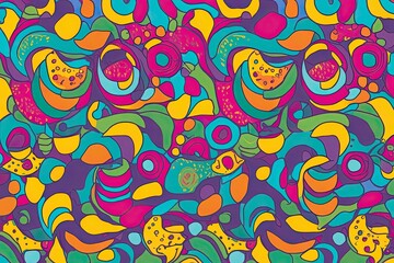 Colorful Contemporary Abstract Art Playful Doodle Patterns for Kids and Celebratory Backgrounds