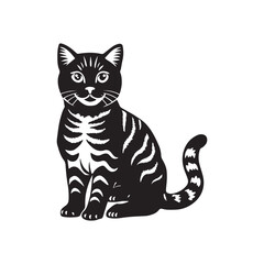 American Shorthair cat sitting silhouette vector illustration
