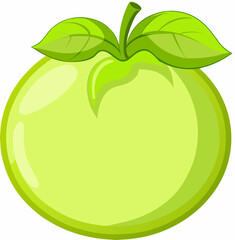 Transparent Illustration Cartoon Green Tomato with Leaves