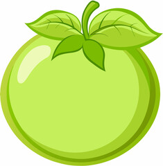 Transparent Illustration Cartoon Green Tomato with Leaves