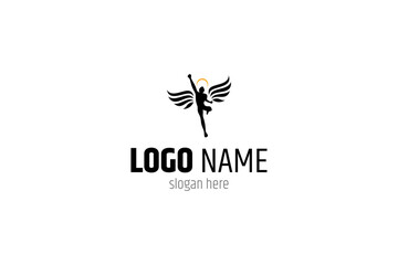 superhero logo in black flat design style