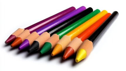 Naklejka premium A Spectrum of Creativity: A vibrant array of colored pencils in a rainbow of hues, symbolizing the boundless potential of artistic expression. 