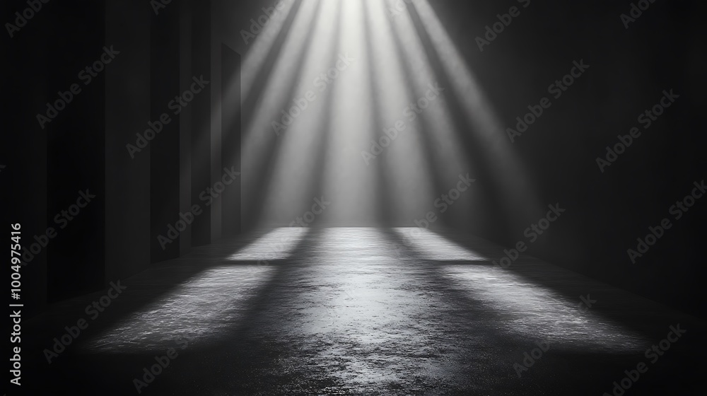 Poster abstract background of light rays and shadow in dark room