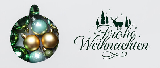 Creative Christmas composition with balls on white background