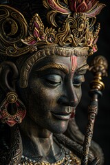 Fototapeta premium Anu the god of the sky and king of the gods depicted with a majestic crown and a scepter symbolizing sovereignty and divine authority