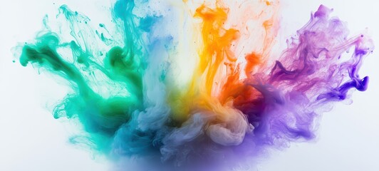 A burst of chromatic colors, including vivid purples, greens, and yellows