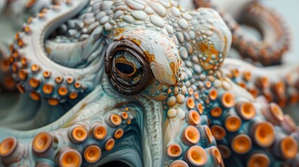 Fototapeta premium Close Up of an Octopus Eye and Tentacles